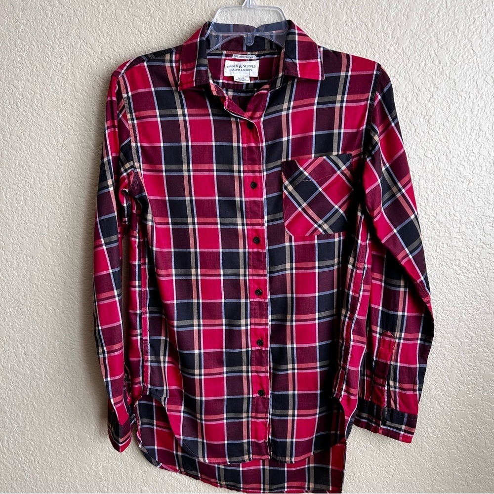 Denim & Supply Ralph Lauren Boyfriend Plaid Long Sleeve Button Down Shirt